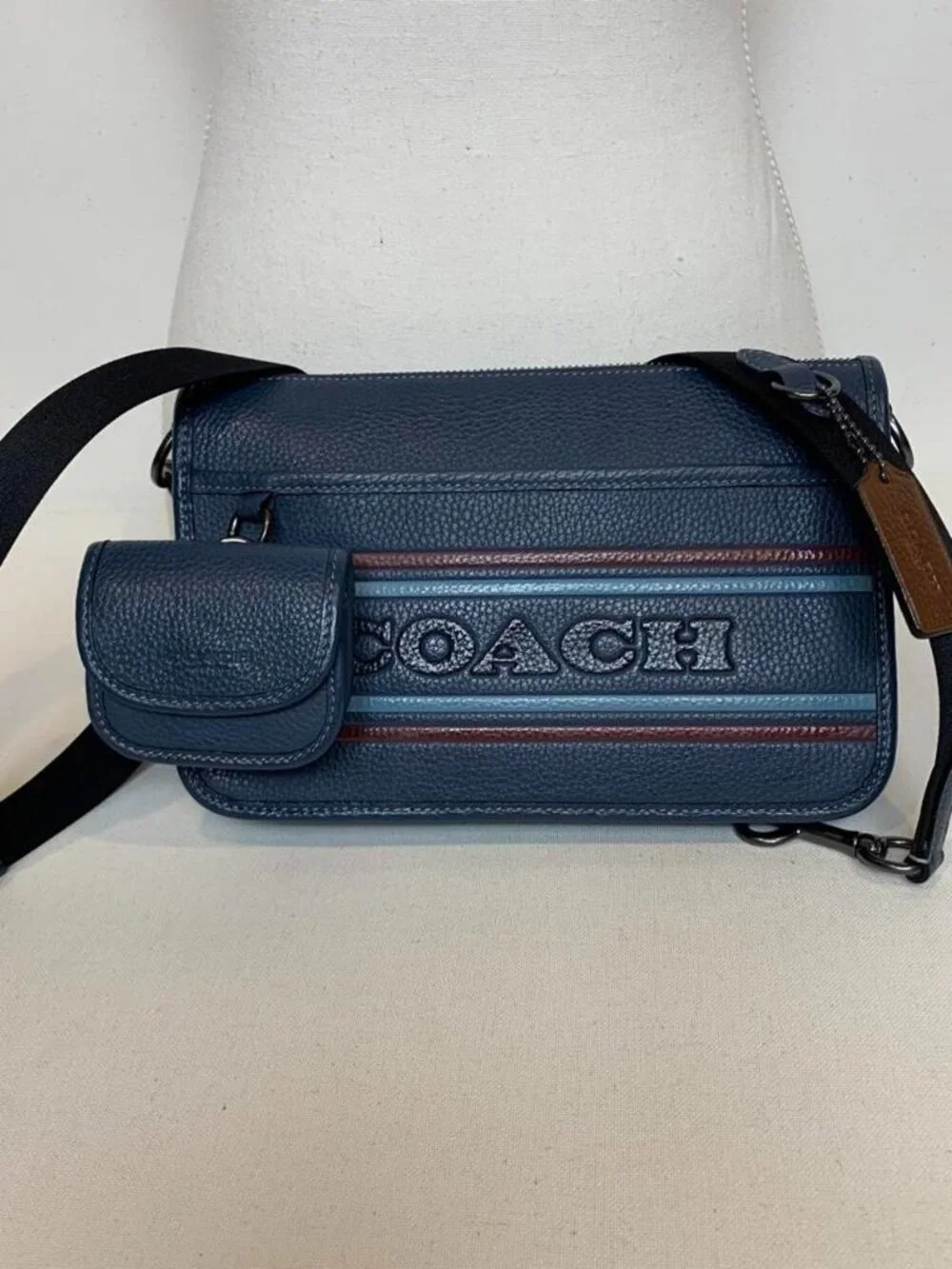 Blue pebble leather Coach